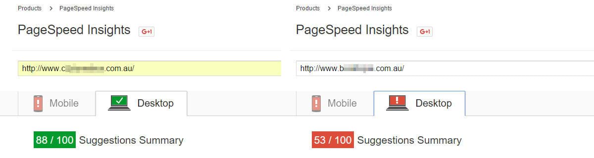 Insight score comparison bwteen site A and B