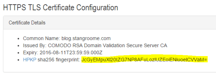HPKP fingerprint