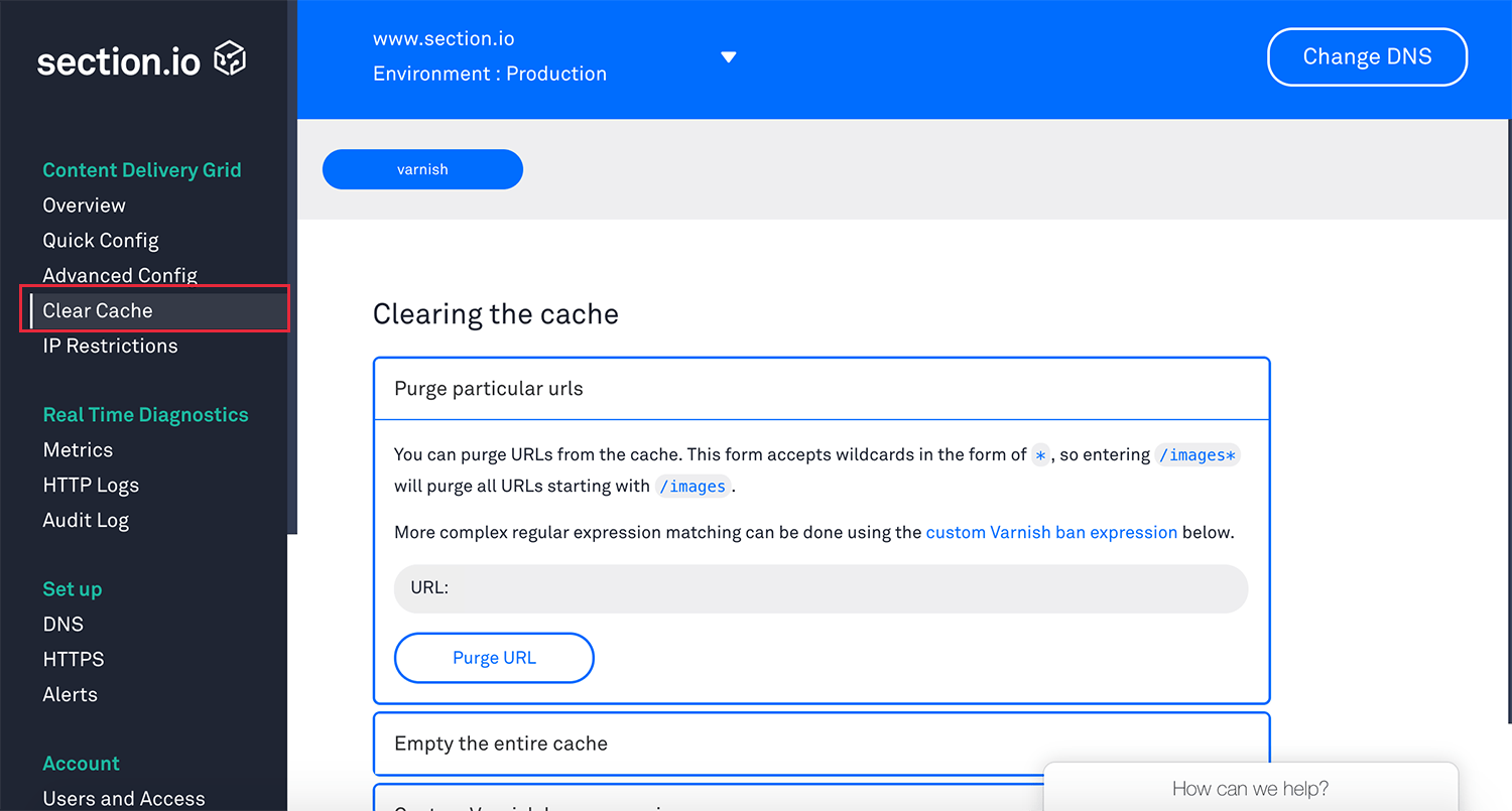 clearing the cache