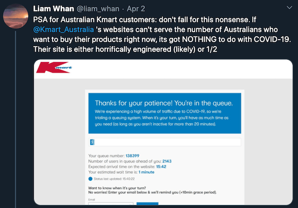 kmart online queue tweet