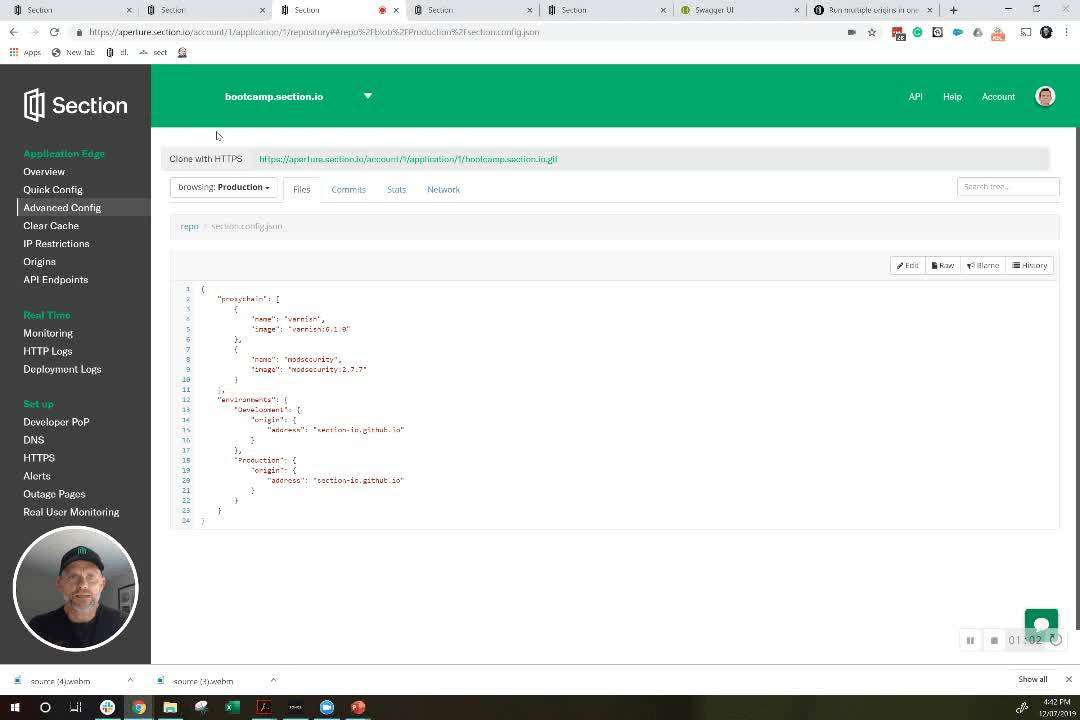 managing origins on section