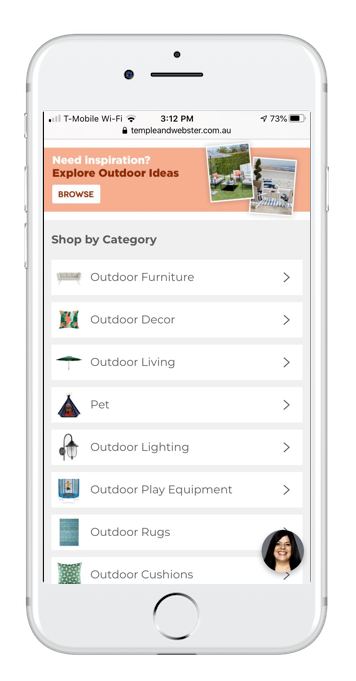 temple and webster mobile website